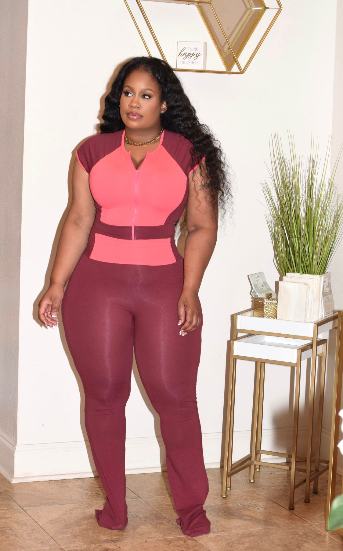 Talk of the day set (Maroon/ Dk Coral)