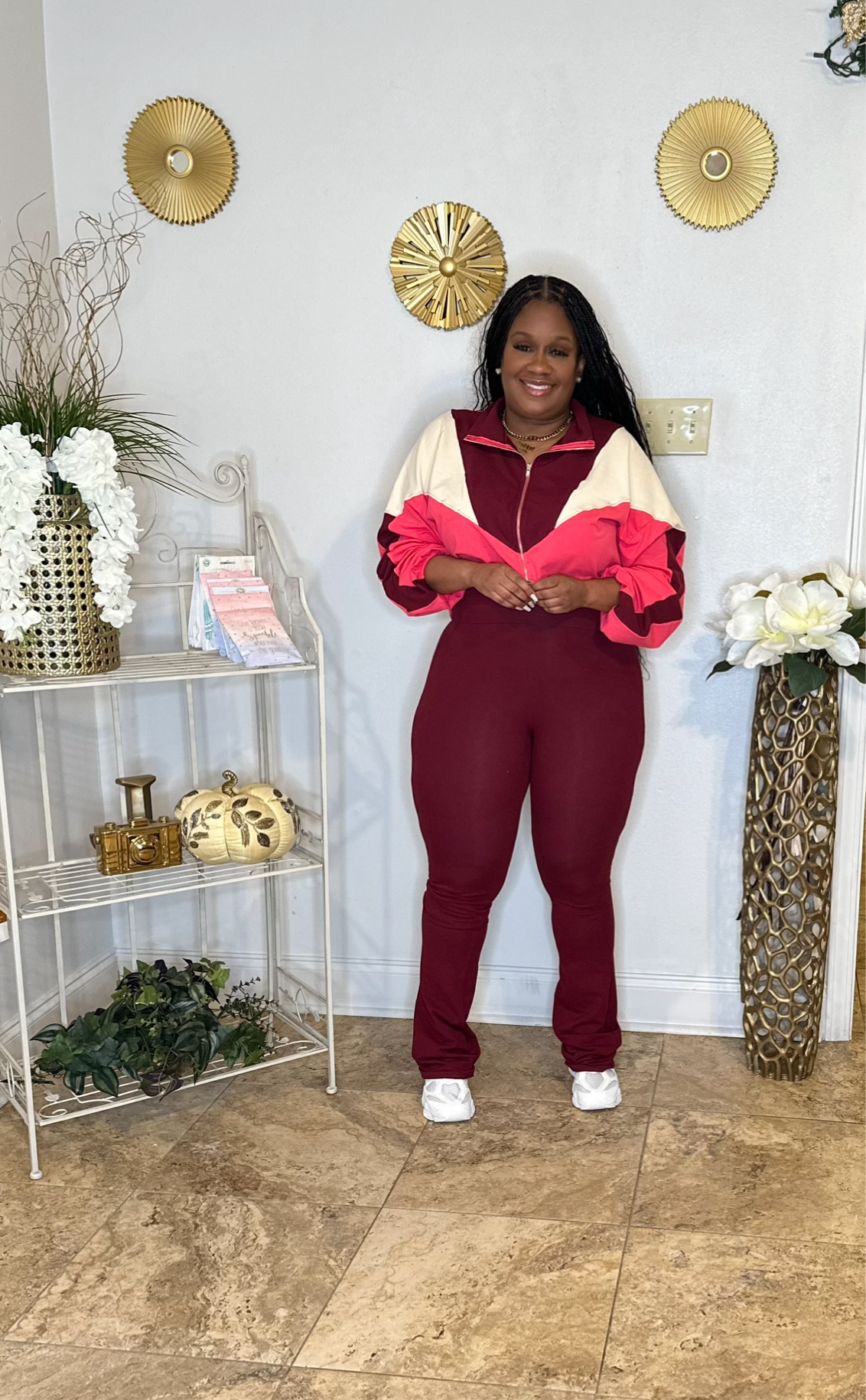 RESTOCK SHIP/ 11/15/24 Combo set burgundy /cream