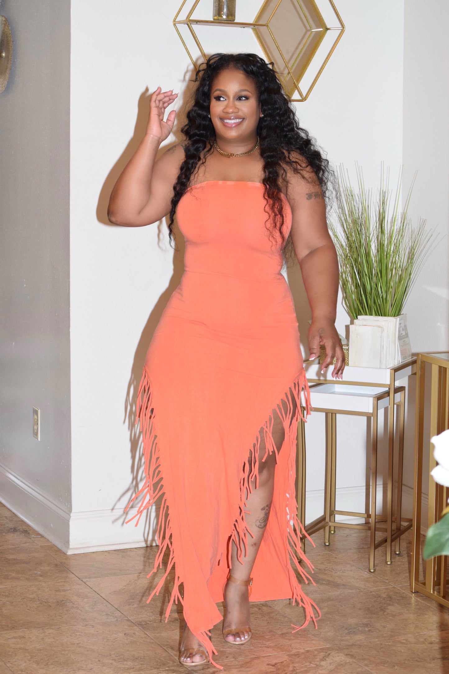 KEEP UP MIDI DRESS (ORANGE)