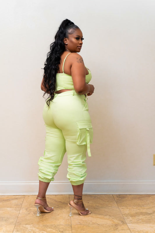 CARGO PANT SET / Lime
