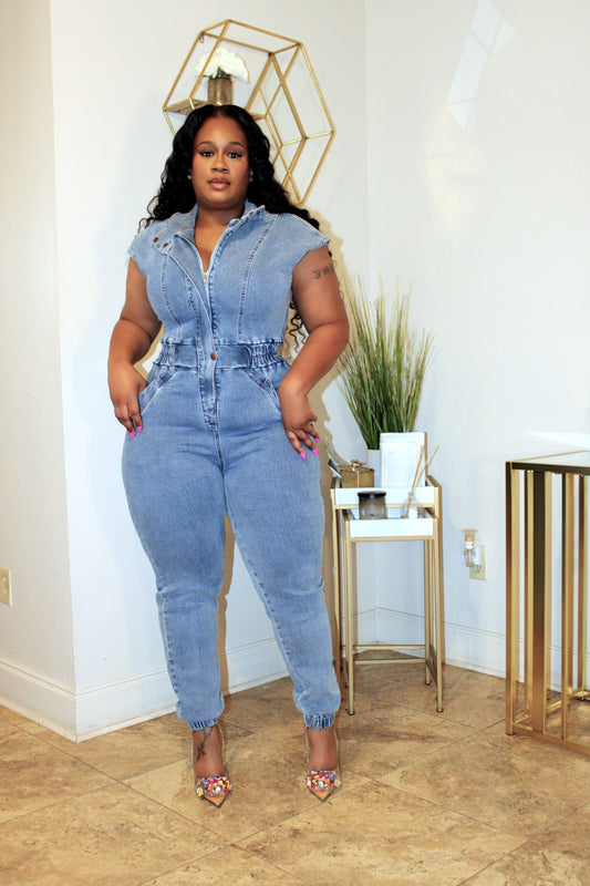 High-class denim jumpsuit