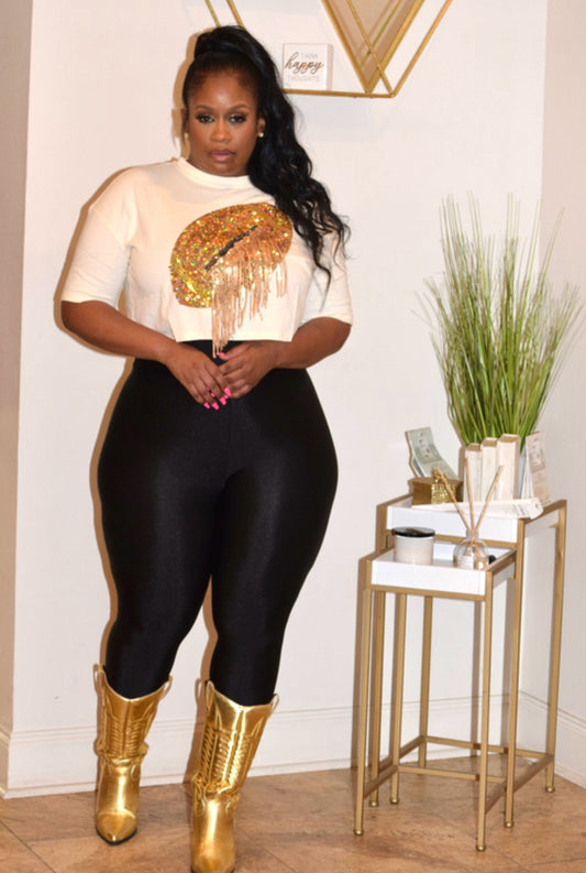 Sequin Football Fringe Top