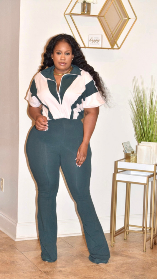 2tone/Bone Jumpsuit (Hunter green)